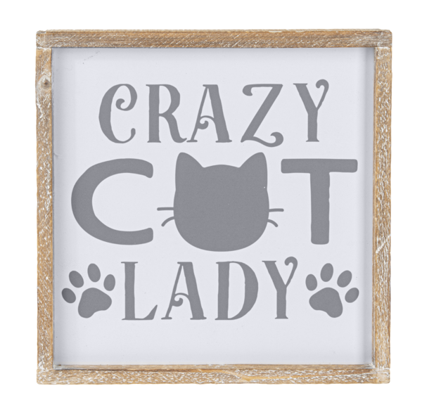Framed Grey & White Cat Wall Decor