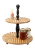 Chevron Inlay Two Tier Pedestal Stand