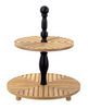 Chevron Inlay Two Tier Pedestal Stand