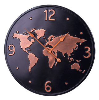 24" Round Black & Gold World Wall Clock