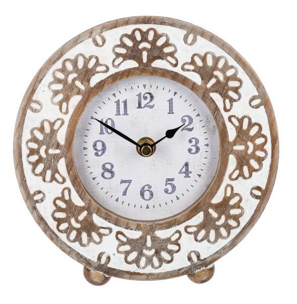 Carved Flower Desk Clock