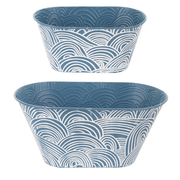 Embossed Wave Oval Planter
