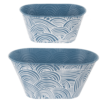 Embossed Wave Oval Planter