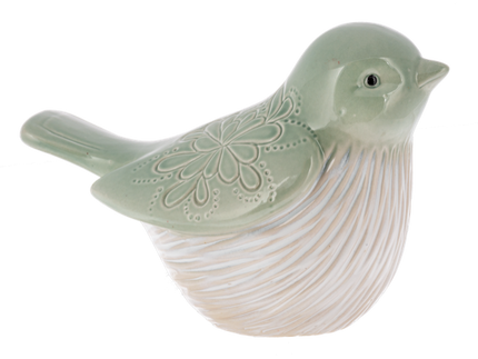 Reactive Glaze Bird with Debossed Medallion