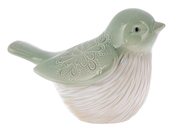 Reactive Glaze Bird with Debossed Medallion