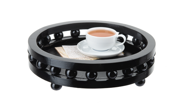 Black Round Beaded Tray