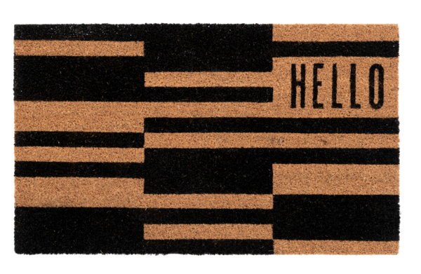 Hello Staggered Stripe Doormat