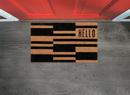 Hello Staggered Stripe Doormat