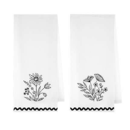 Embroidered Floral Tea Towel