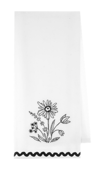 Embroidered Floral Tea Towel