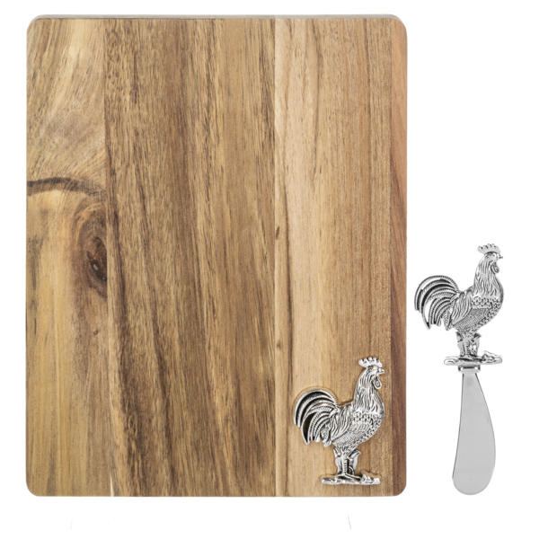 Rooster cheese knife with cutting board