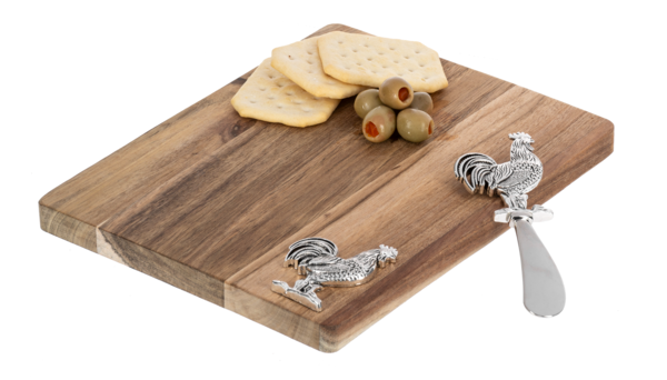Rooster cheese knife with cutting board