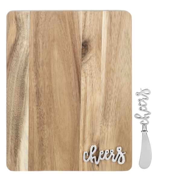 Silver Cheers Rectangle Cutting Board & Spreader