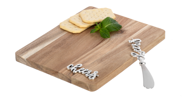 Silver Cheers Rectangle Cutting Board & Spreader