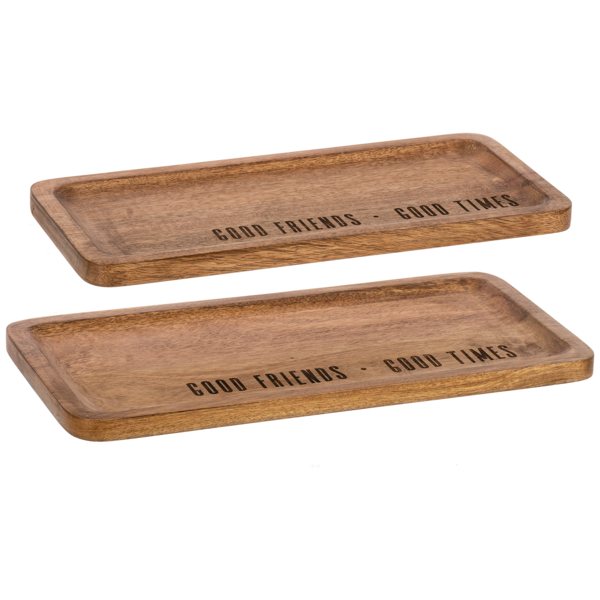 Etched Good Friends, Good Times Rectangle Serving Tray (2 pc. set)