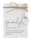 Family Humor Definition Message Block with Beaded Heart