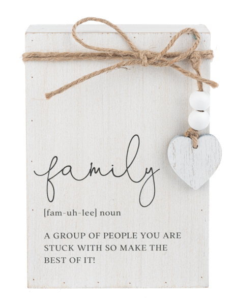 Family Humor Definition Message Block with Beaded Heart