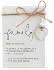 Family Humor Definition Message Block with Beaded Heart