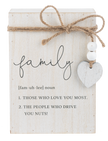 Family Humor Definition Message Block with Beaded Heart