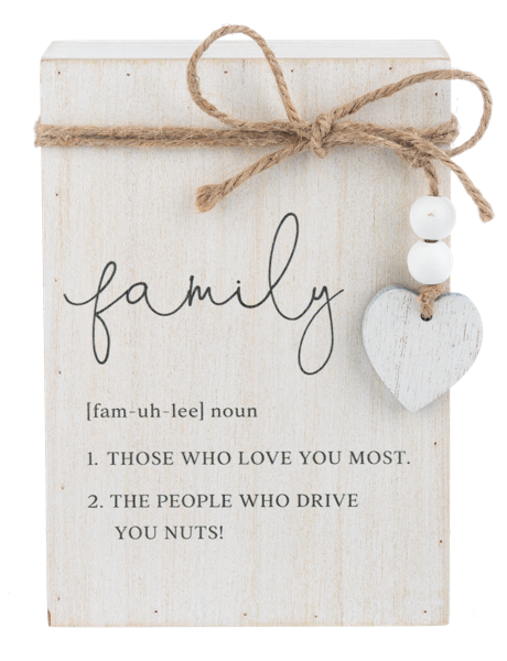 Family Humor Definition Message Block with Beaded Heart