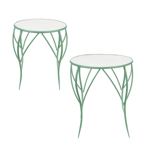Sage & White Mini Table Plant Stand