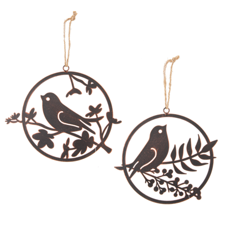 Round Bird on Branch Wall Decor