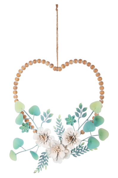 Beaded and metal heart wall hanging