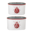 Red & White Embossed Ladybug Oval Planter