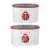 Red & White Embossed Ladybug Oval Planter