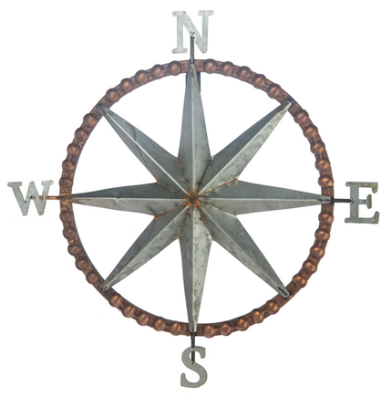 Copper & Galvanized Finish Compass Wall Decor