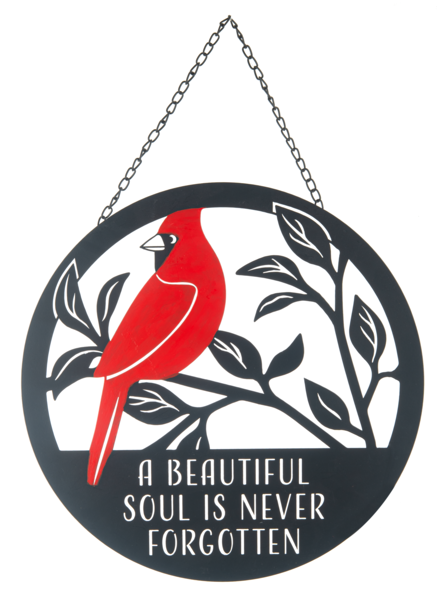 Round Laser Cut Cardinal Memorial Wall Decor