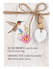 Hummingbird Memorial Message Block with Beaded Heart