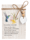 Hummingbird Memorial Message Block with Beaded Heart