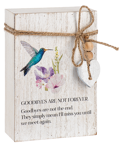 Hummingbird Memorial Message Block with Beaded Heart