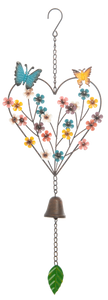 Colorful Flower & Butterfly Heart Wind Chime