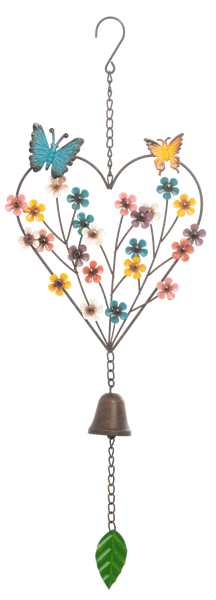 Colorful Flower & Butterfly Heart Wind Chime