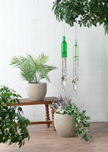 Green Bottle with Colorful Beads & Stained Glass Wind Chime