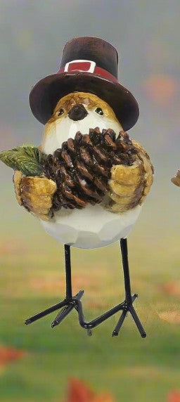 Resin Bird in Fall Color with Metal Feet