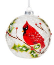 Joyful Traditions Ornament Glass LED Round Cardinal or Chickadee