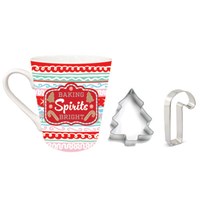 Christmas inspired Mug with tree and candy cane cookie cutters