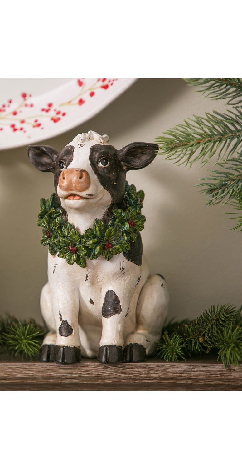 Farm Animal with Wreath Tabletop Decor, Pig or Cow
