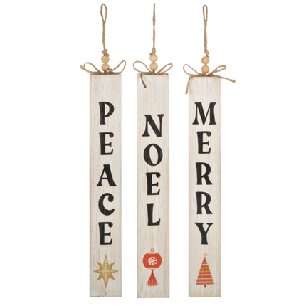 Merry, Noel, Peace Vertical Hanging Ornament