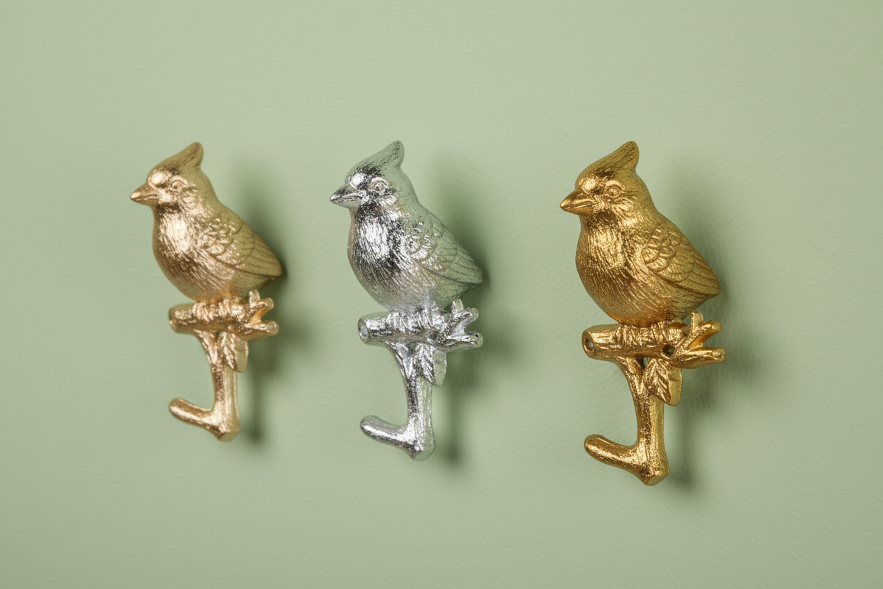 Metallic Cardinal on Branch Wall Hook