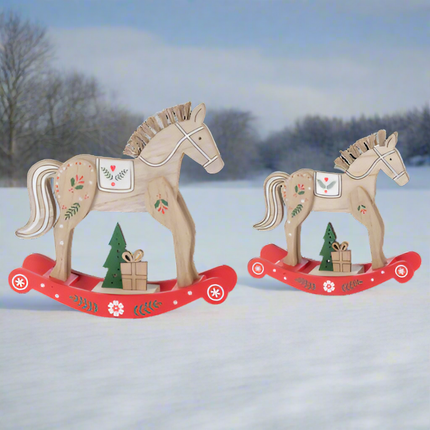 Holiday Wooden Rocking Horse (2 pc. set)