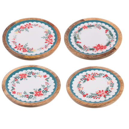 Round Holiday Floral Tidbit Tray