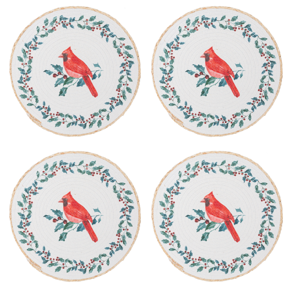 Cardinal & Botanical Woven Placemat (4 pc. set)