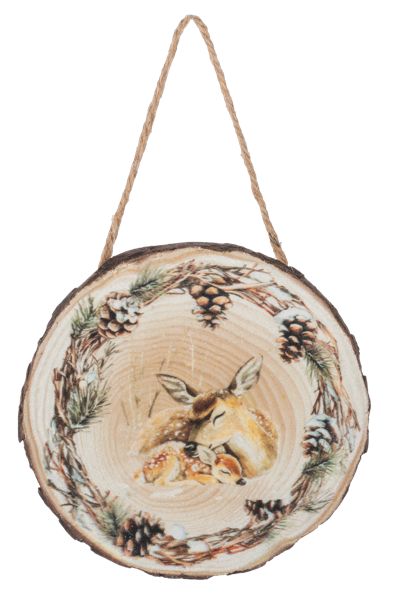 Winter Woodland Wood Slice Ornament