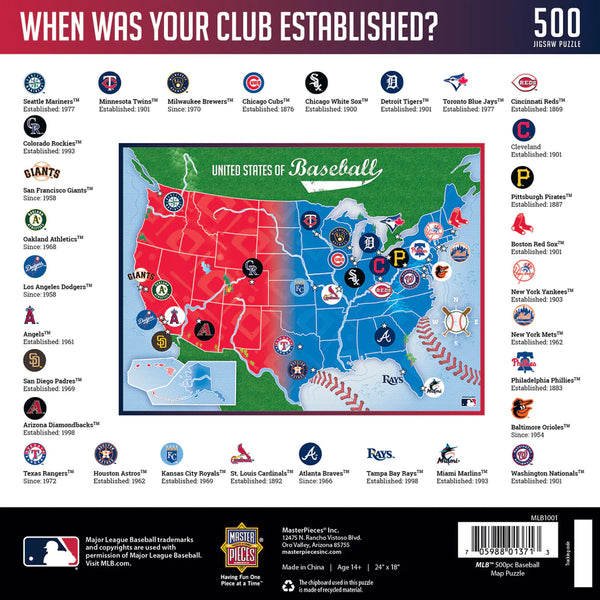 MLB - League Map 500 Piece Puzzle