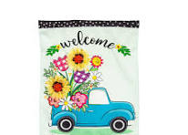Flower truck garden flag