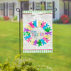 Bunny wreath garden flag